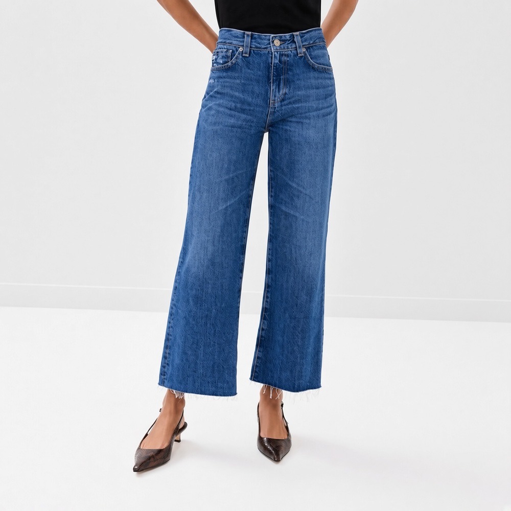 AG Adriano Goldschmied Saige Wide Leg Crop Jeans 26 Japanese Fabric Contour 360